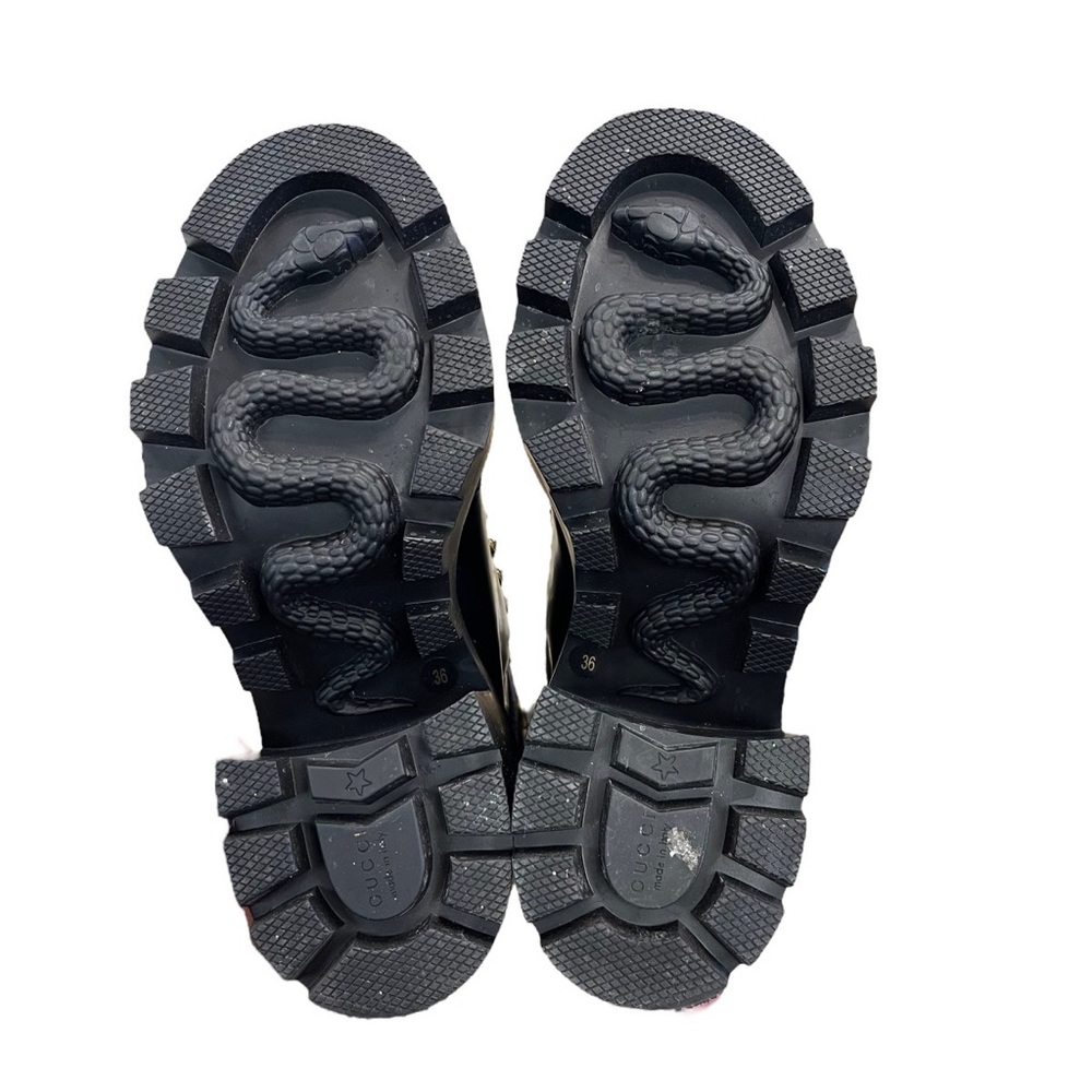 GUCCI
Calfskin Fur Pearl Lace Up Combat Ankle Boots 36 Black - Picture 6 of 7